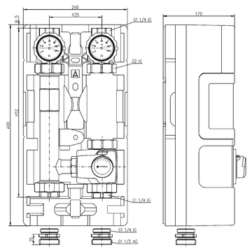 AFRISO Heating pump assembly PrimoTherm® K 180-2 DN32 KVS Vario